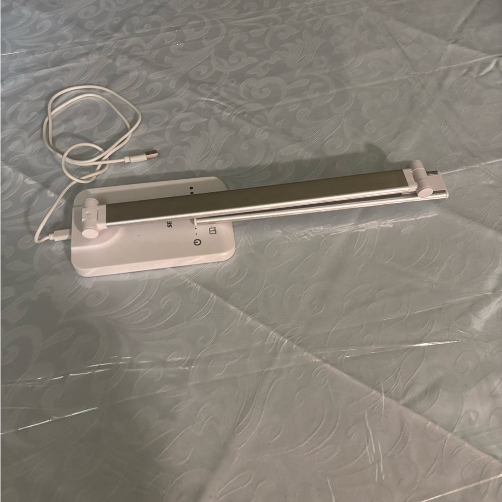 Sleek White and Silver Desk Lamp